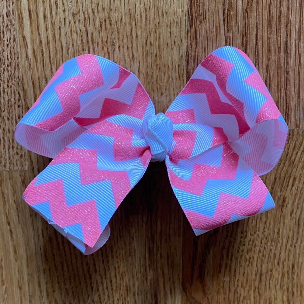 Handmade Coral Glitter Bow